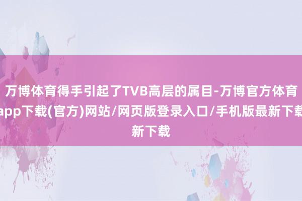 万博体育得手引起了TVB高层的属目-万博官方体育app下载(官方)网站/网页版登录入口/手机版最新下载