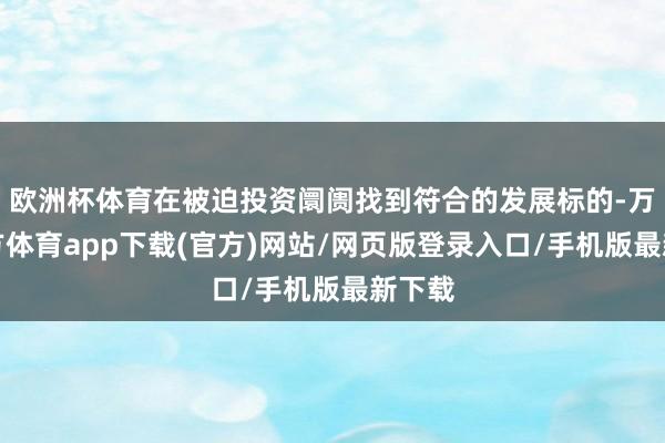 欧洲杯体育在被迫投资阛阓找到符合的发展标的-万博官方体育app下载(官方)网站/网页版登录入口/手机版最新下载