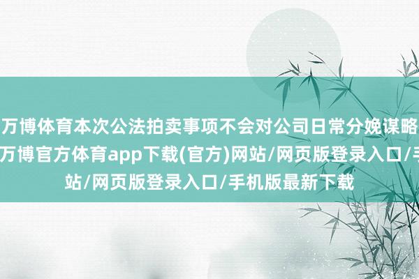 万博体育本次公法拍卖事项不会对公司日常分娩谋略产生紧要影响-万博官方体育app下载(官方)网站/网页版登录入口/手机版最新下载