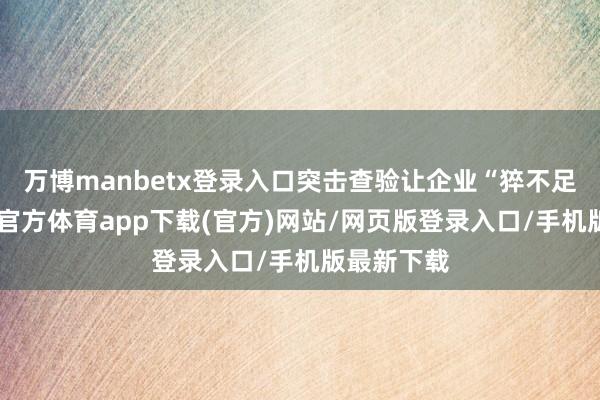 万博manbetx登录入口突击查验让企业“猝不足防”-万博官方体育app下载(官方)网站/网页版登录入口/手机版最新下载