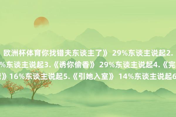 欧洲杯体育你找错夫东谈主了》 29%东谈主说起2.《闪婚总裁皆很穷》 29%东谈主说起3.《诱你偷香》 29%东谈主说起4.《完蛋我养的小白脸是大佬》16%东谈主说起5.《引她入室》 14%东谈主说起6.《偷香》 7%东谈主说起7.《京圈太子爷每天皆想转正》 7%东谈主说起张集骏热播短剧8部1.《被谢大夫拒却加好友99次》30%东谈主说起2.《脱缰 》24%东谈主说起3.《白蟾光攻略手册》 19%