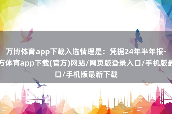 万博体育app下载入选情理是:凭据24年半年报-万博官方体育app下载(官方)网站/网页版登录入口/手机版最新下载