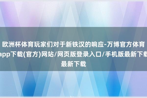 欧洲杯体育玩家们对于新铁汉的响应-万博官方体育app下载(官方)网站/网页版登录入口/手机版最新下载